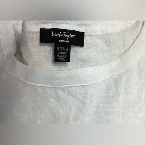 Lord & Taylor White Linen Top XXL - Picture 5 of 6